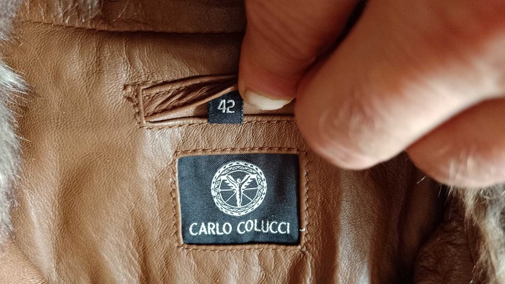 Damska ocieplana kurtka skórzana CARLO COLUCCI r.L stan idealny