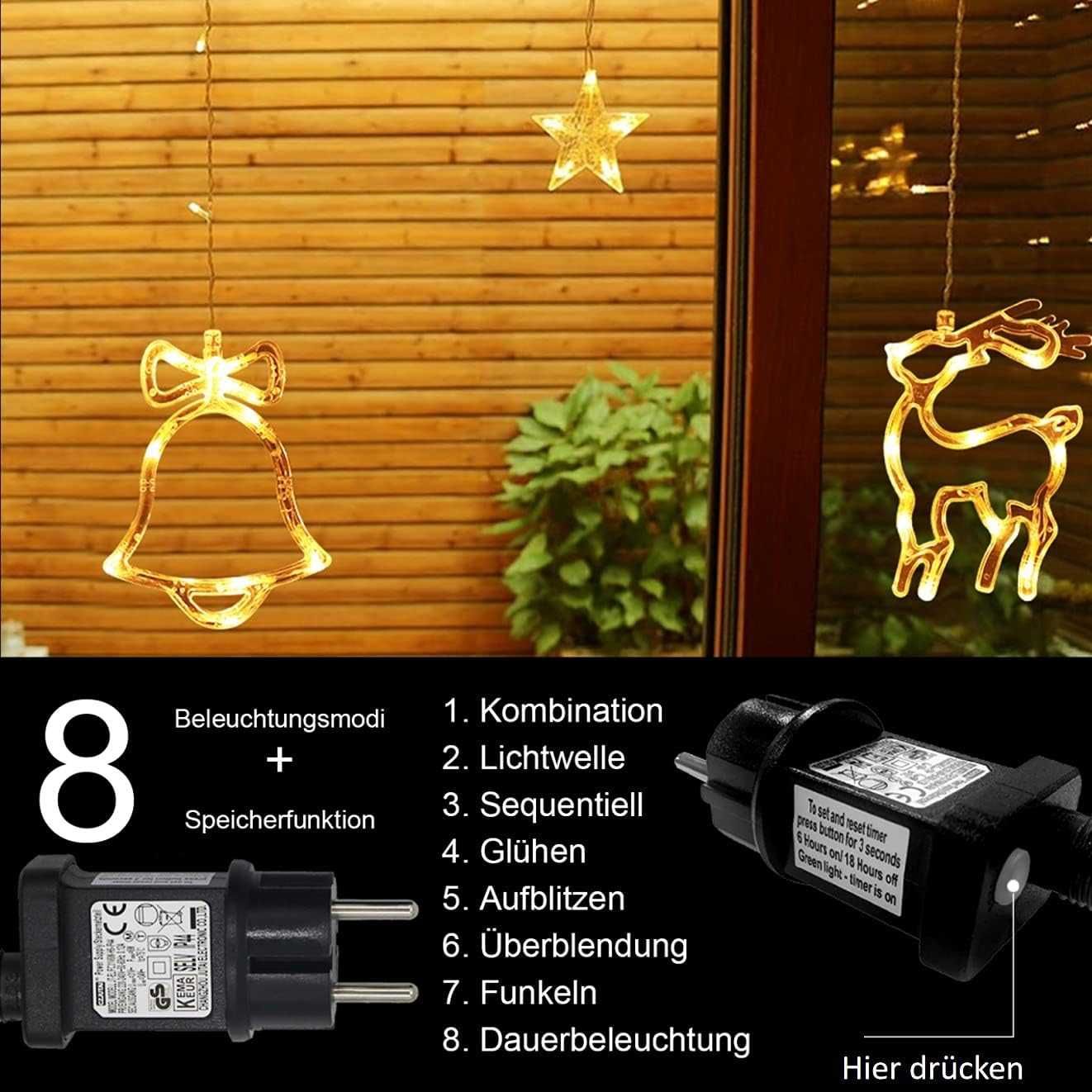 Kurtyn świetlna 138 LED, oświetlenie świąteczne, wodoodporna, Aj8