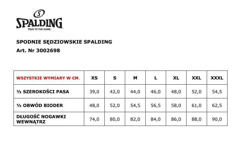 SPALDING sędziowskie męskie spodnie sportowe rozm.S