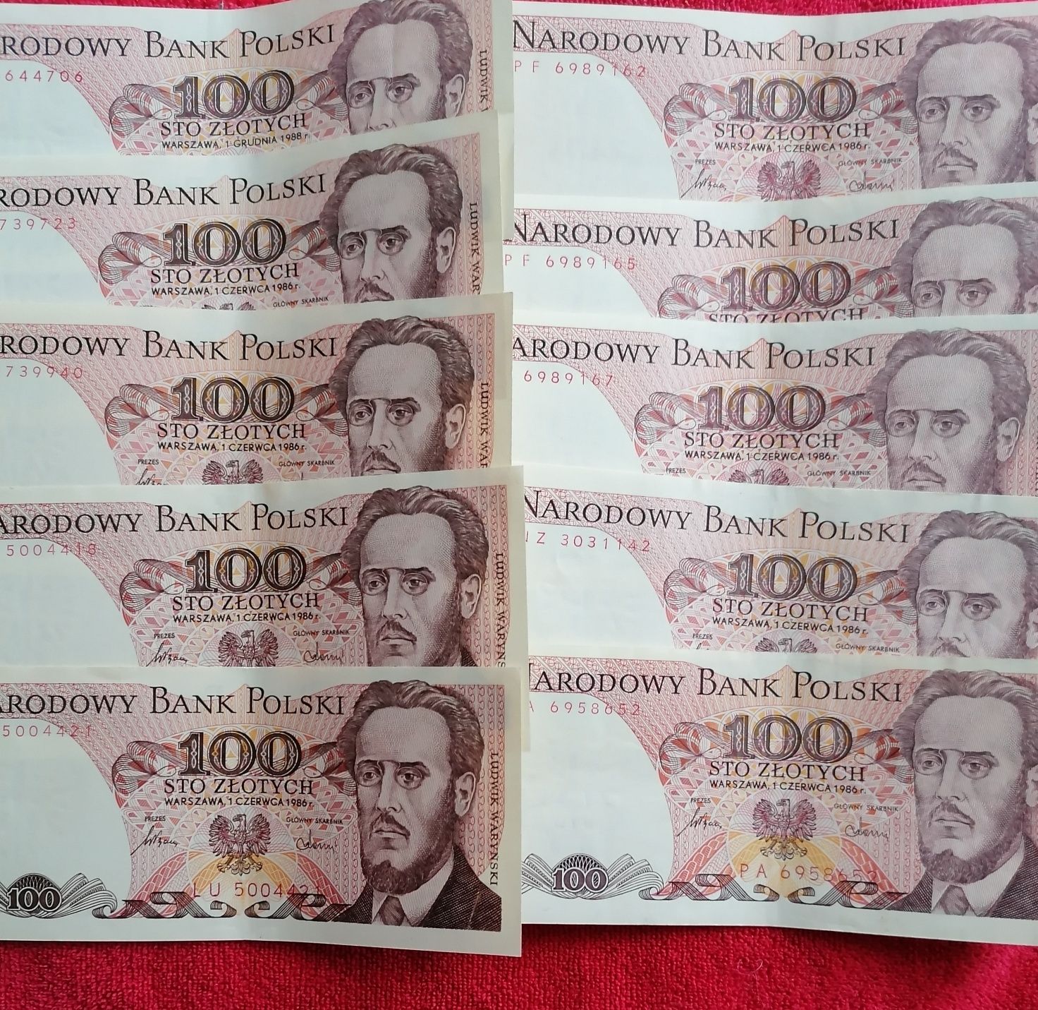 Banknoty PRL 100zł 10szt