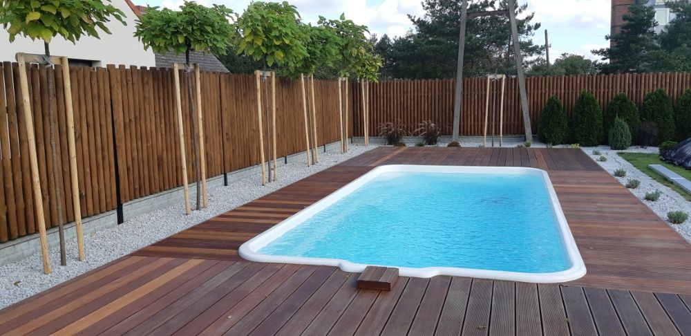 BASEN OGRODOWY 3,50 x 2,20 x 1,10 m m biały lub niebieski z montażem