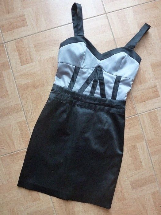 Sukienka 34 XS Czarno-szara ASOS Ołówkowa JAK NOWA