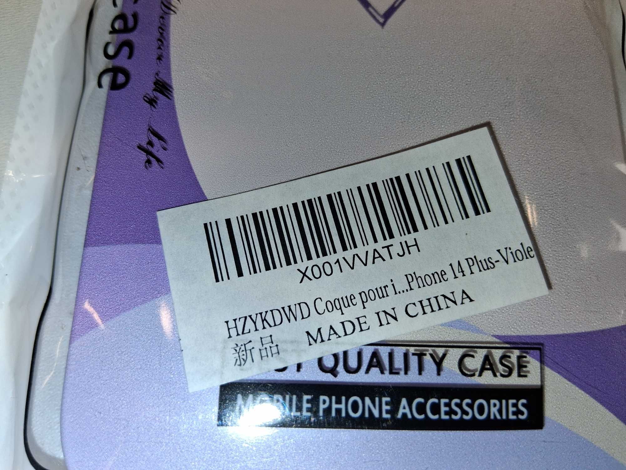 E107 Etui iPhone 14 Plus Fioletowe Silikonowe Wzór Serduszka Ochronne