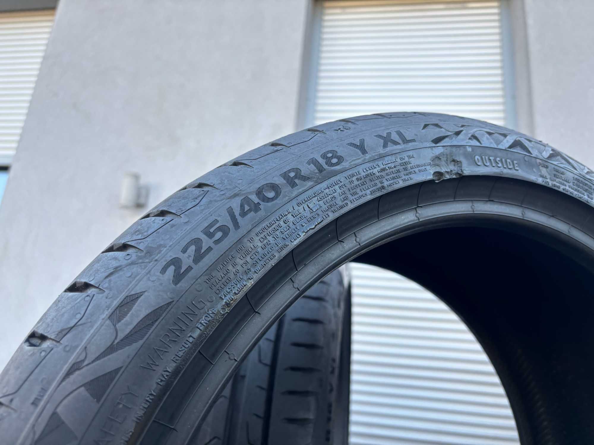 2szt letnie 225/40R18 Continental 6,5mm 2022r świetny stan! L6066 gwar