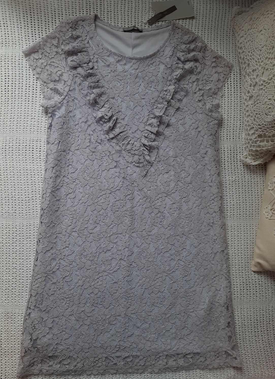 Zara Nowa lawendowa koronkowa pudrowa liliowa sukienka S/M M S/M