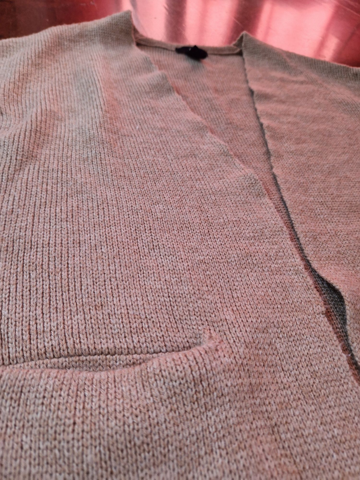 Sweter damski długi kardigan beż zapięcia, rozm. L, H&M