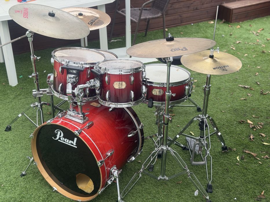 Bateria Acústica Pearl Export Completa Pratos Sabian e Meinl