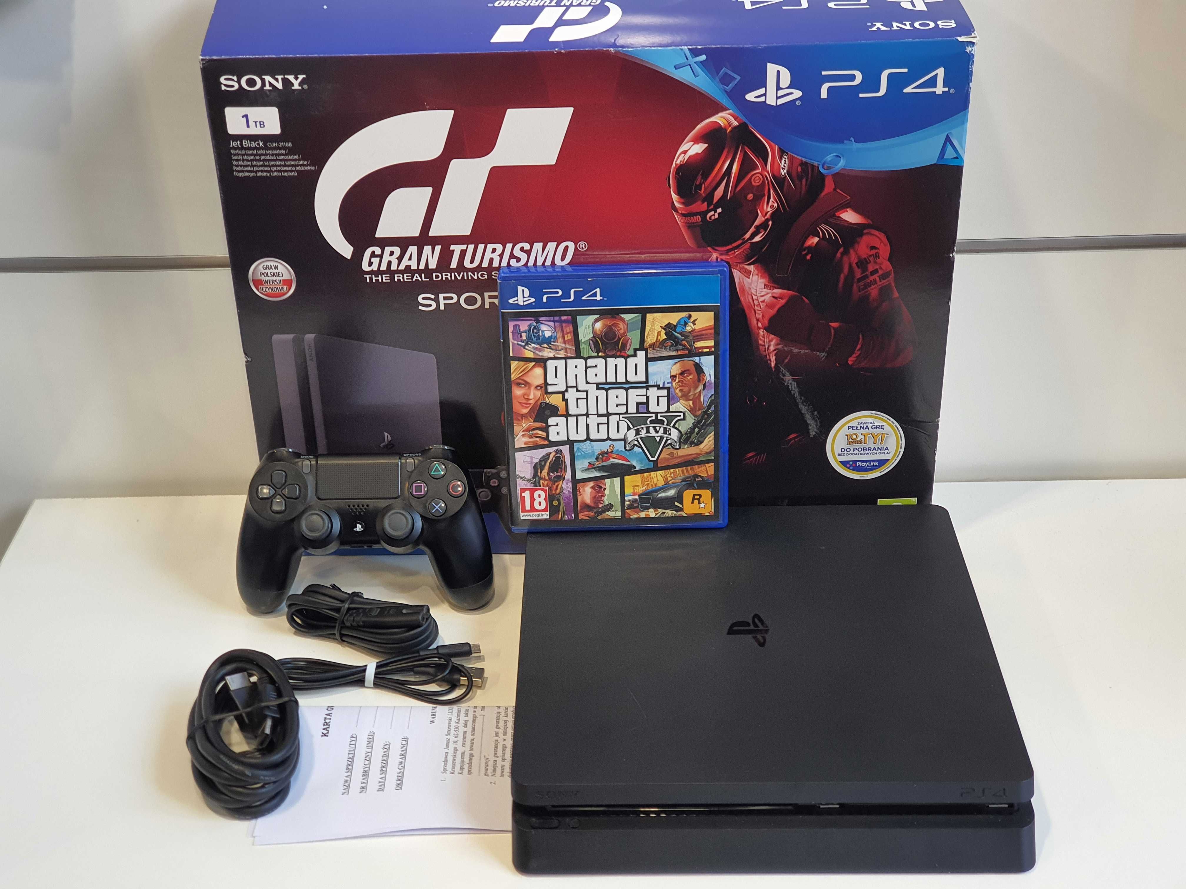 GWARANCJA SONY PS4 Slim 1TB +Pad DualShock V2 +GTA V Sklep Zamiana