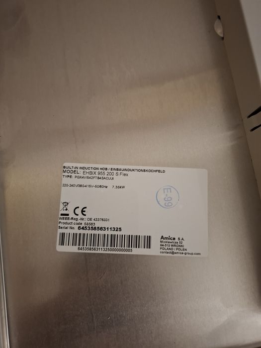 Płyta indukcyjna amica Nowa