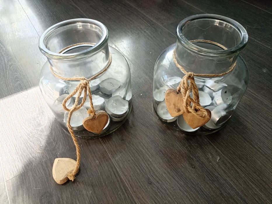 Dwa duże świeczniki, handmade, ślub, plener,boho