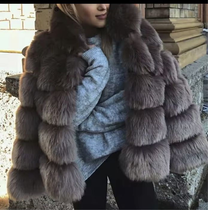 Kontantto futro kurtka sztuczne z kapturem xs-4xl