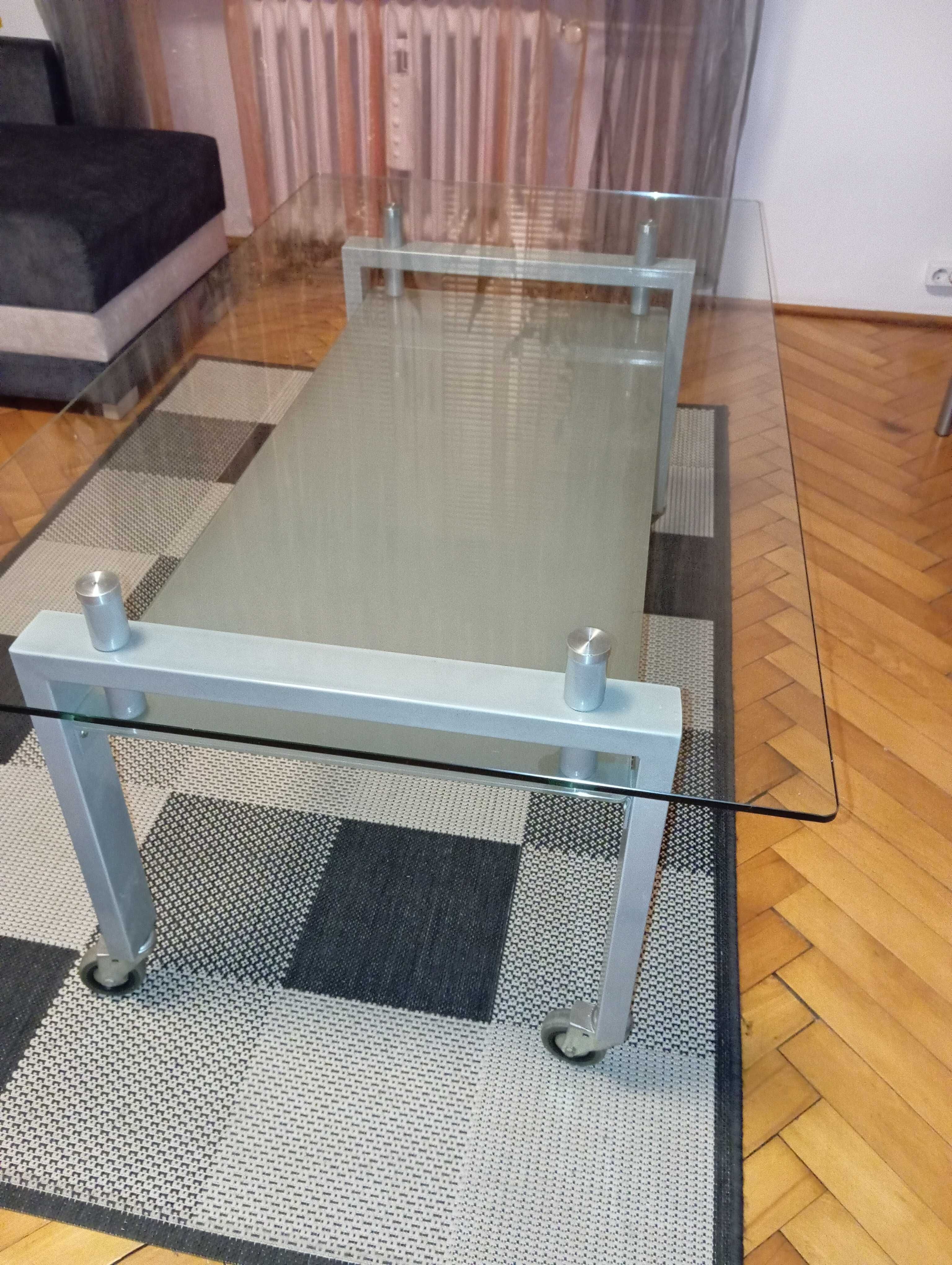 Stolik szklano metalowy