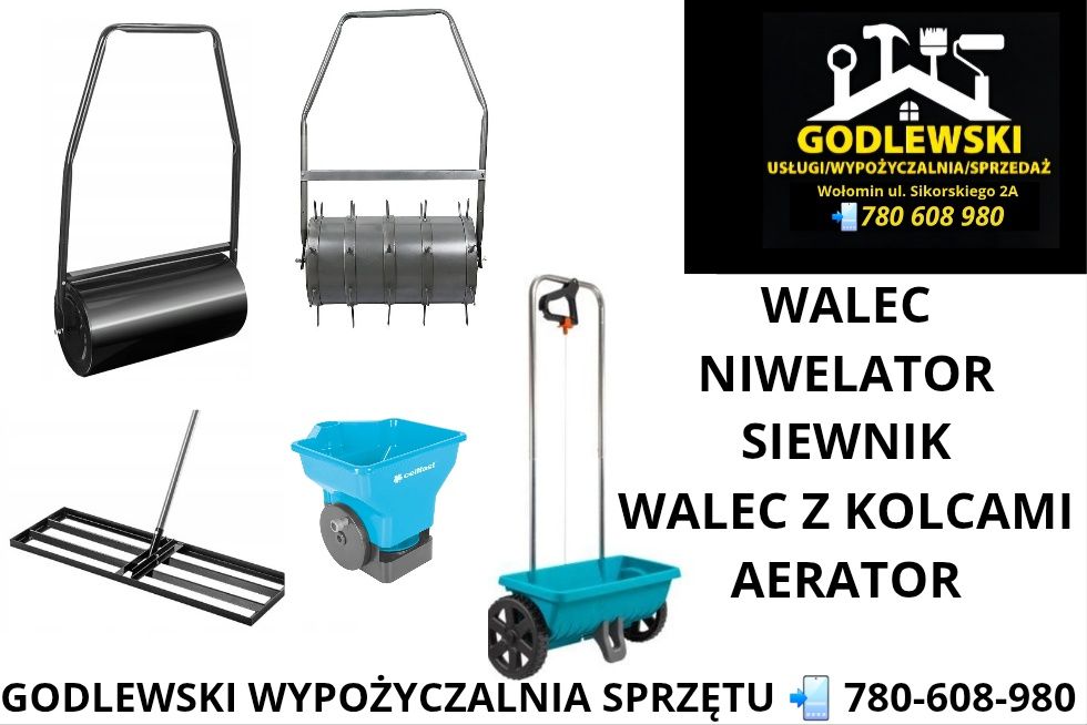 Wynajem! Walec Ogrodowy Siewnik Niwelator WALEC z kolcami  Wypożyczaln