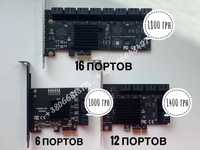 Контроллер/адаптер PCIE x1/6/12/16 Sata портов(Chia)