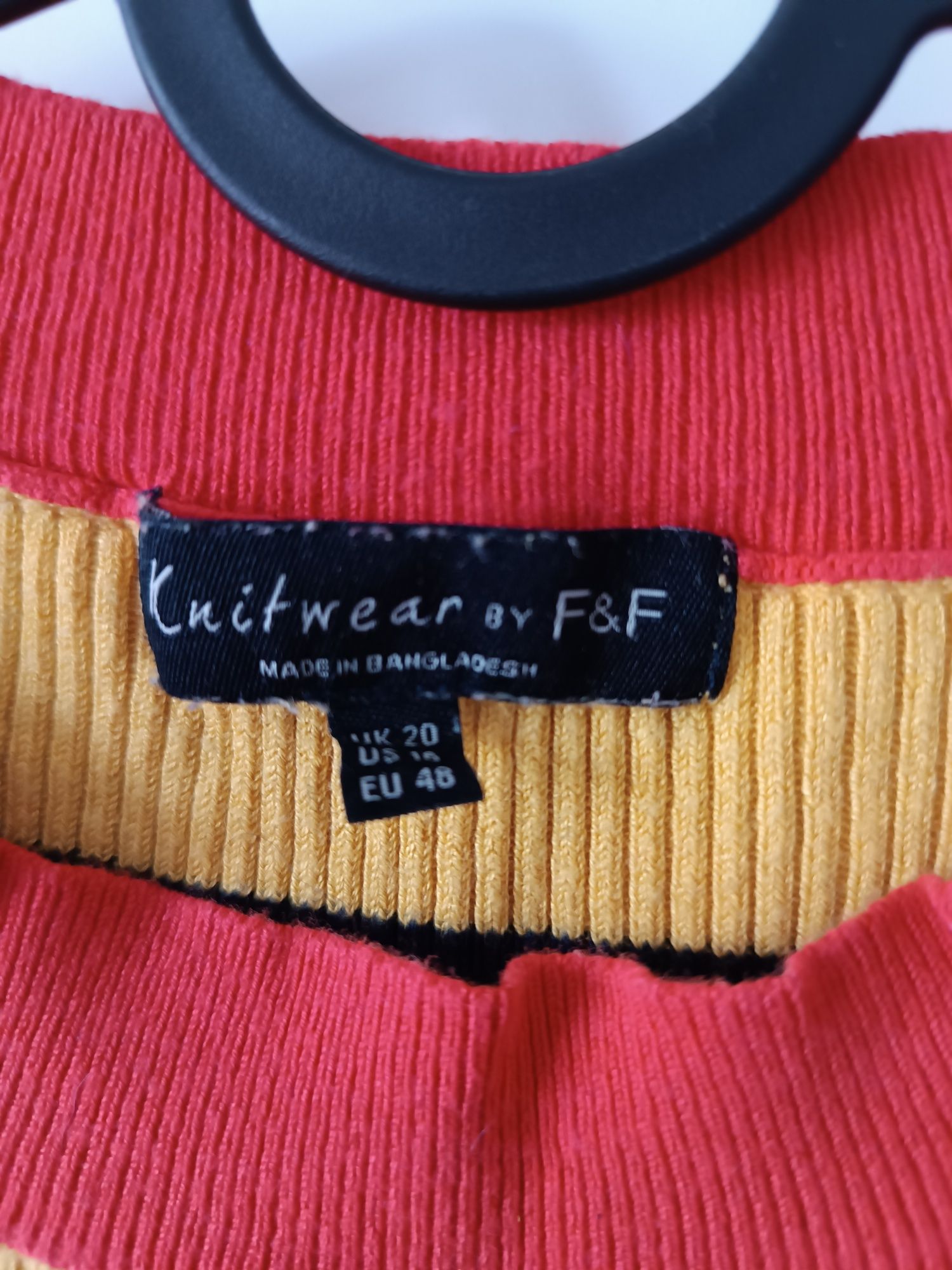 Bluzka sweterkowa w paski z krótkim rękawem 48 F&F