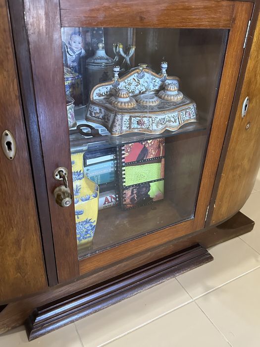 Móvel Art Deco em madeira/vidro/espelho