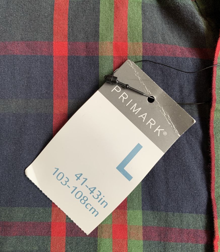 Stylowa Koszula Męska Primark L Regular Krata Tartan Bawełna Nowa !