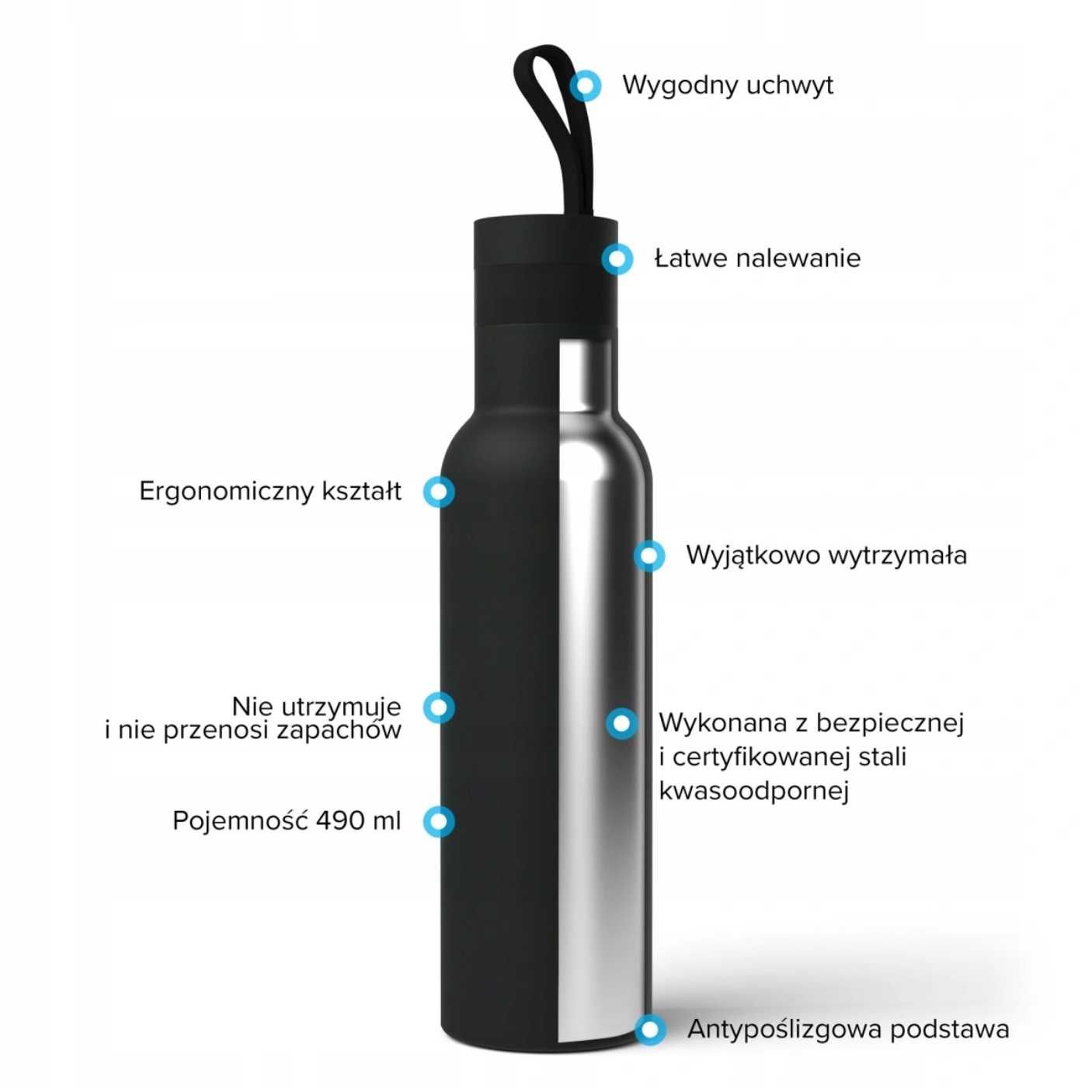 TERMOS Butelka Bidon TERMICZNY Kubek DAFI 490ml - Czarny
