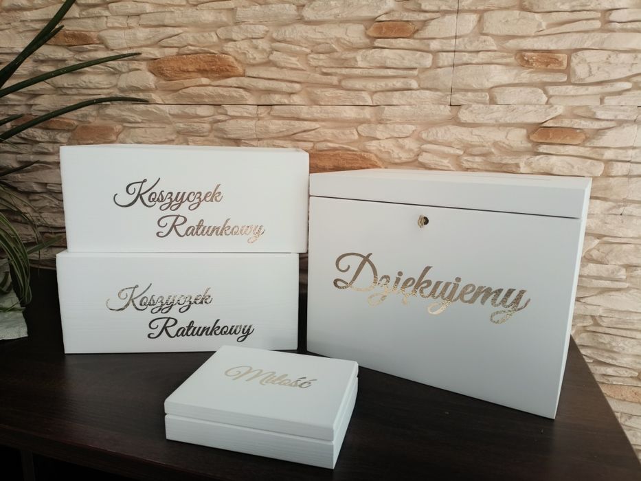 Pudełko na koperty i obrączki, koszyczki ratunkowe