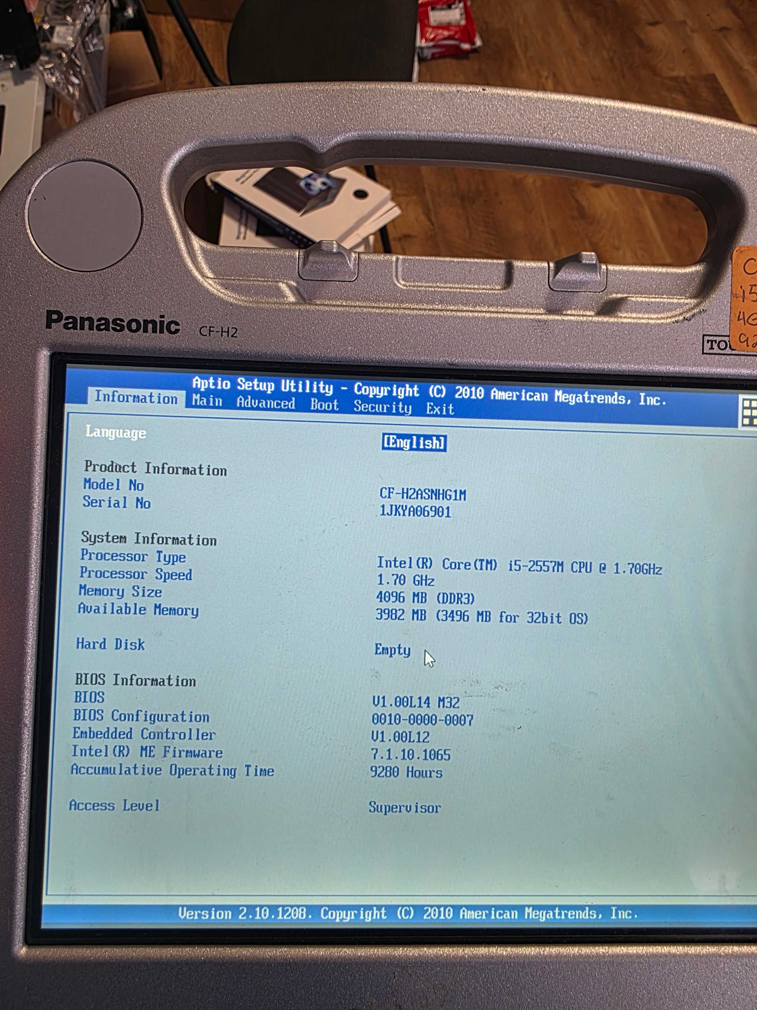 НЕ комплектний захищений планшет Panasonic CF-H2 (i5-2557M)