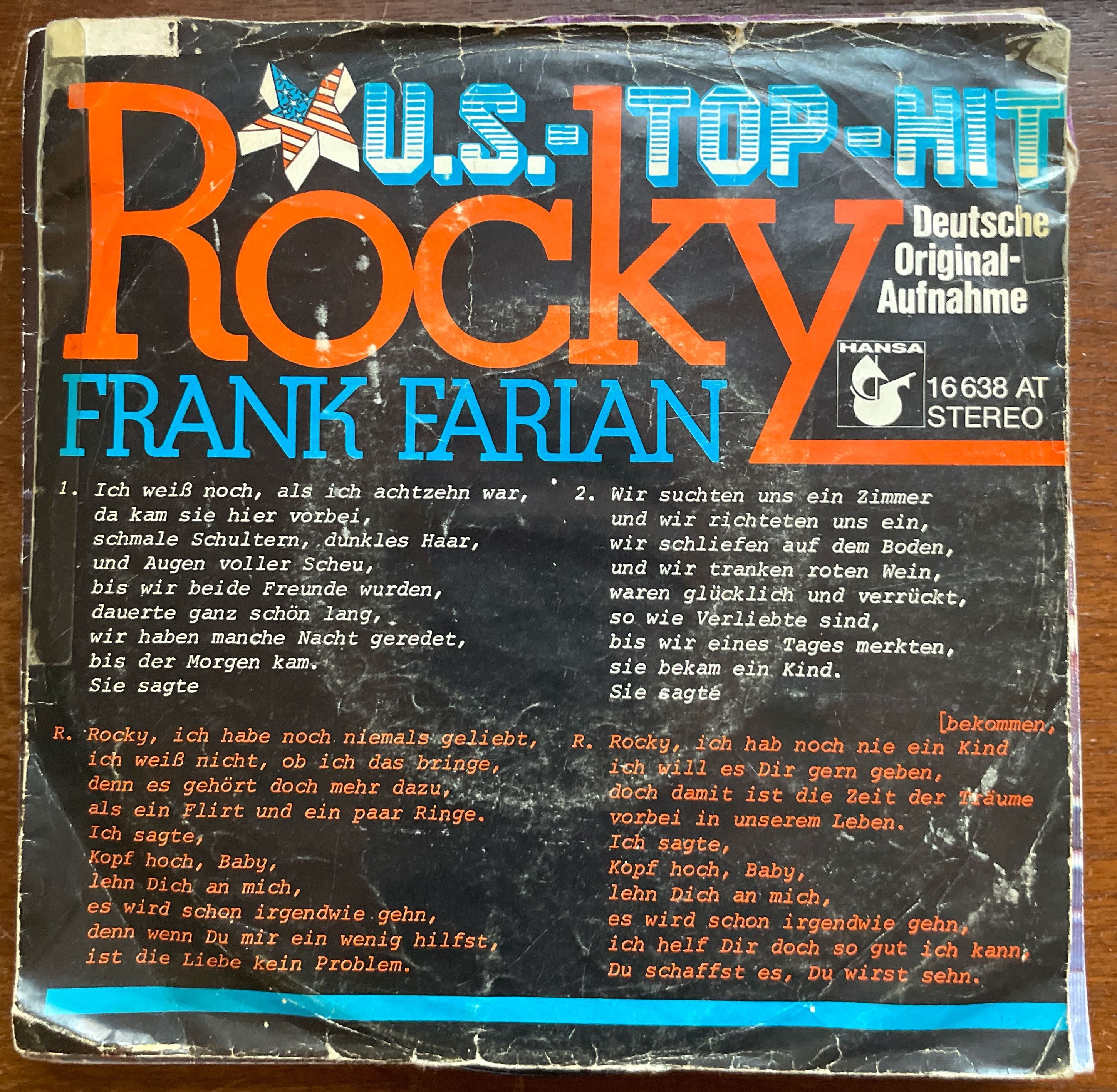 Frank Farian Rocky U.S.-Top-Hits Singiel Winyl
