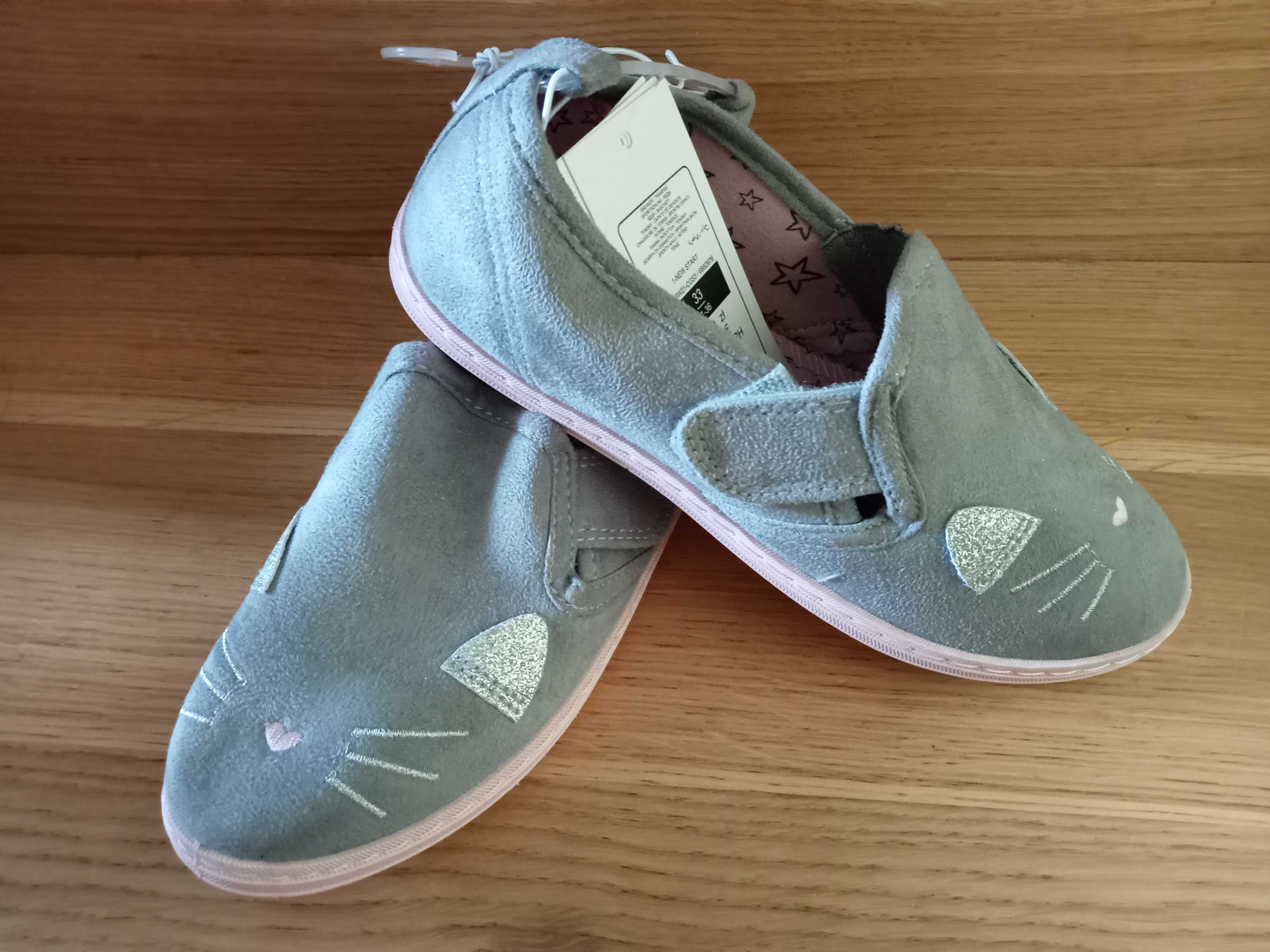 Nowe 33 Smyk Kotki tenisówki slip on buty dla dziewczynki