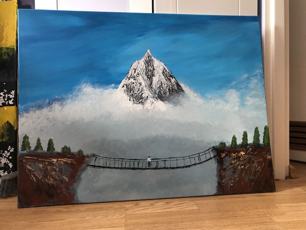 „Mgła w górach” 60x80cm obraz sztuka krajobraz pejzaż na płótnie