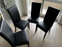 Cojunto 4 cadeiras pretas tipo pele