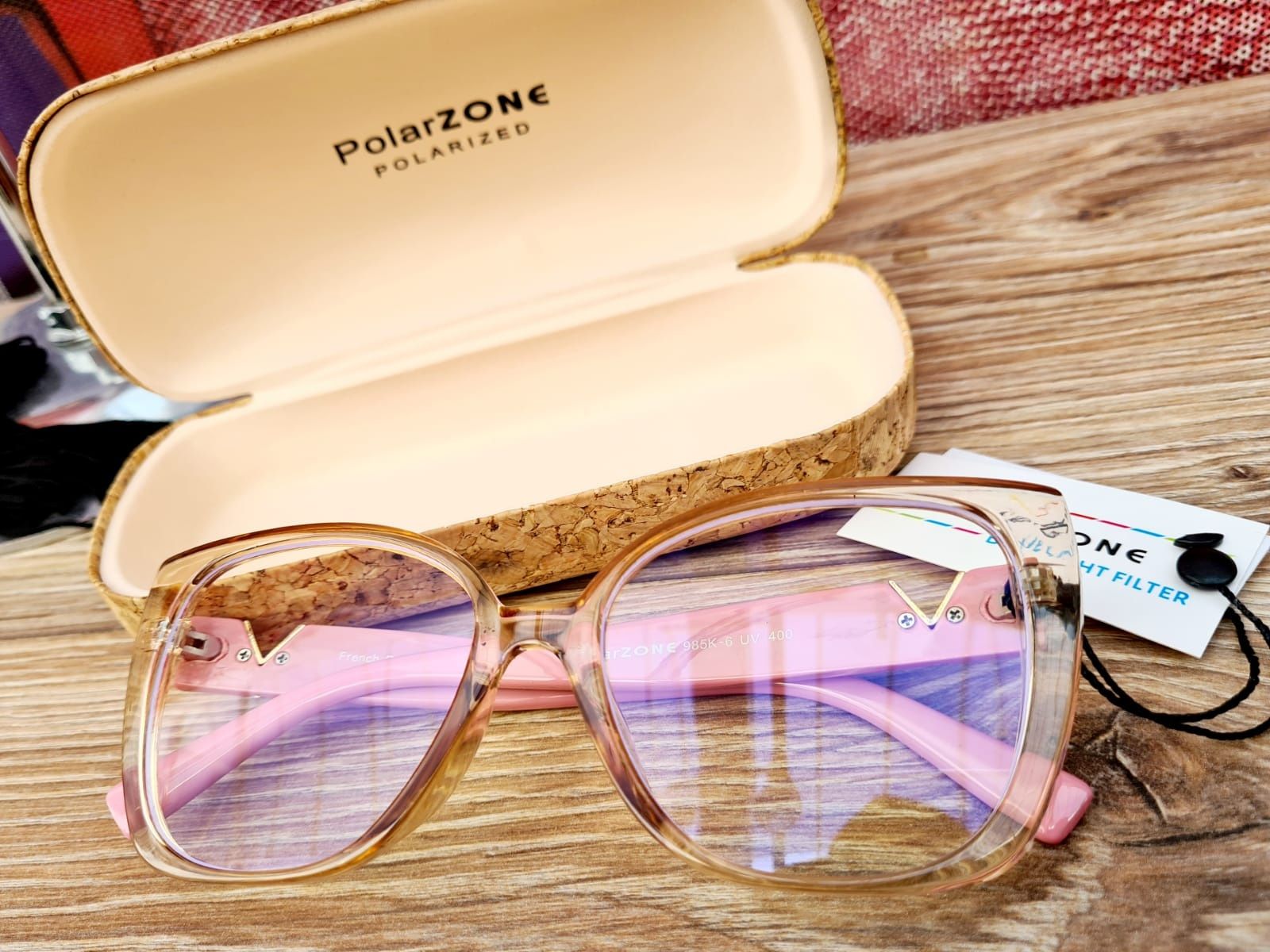Damskie okulary do komputera zerówki marki Polarzone róż nowe