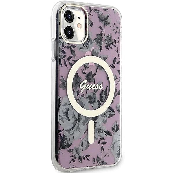 Etui Guess Flower MagSafe na iPhone 11 / Xr - różowe