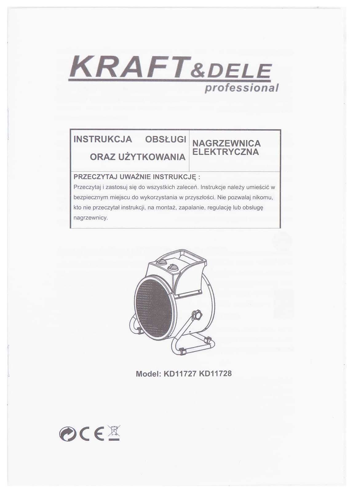 KRAFT&DELE Nagrzewnica Elektryczna 2,5kw Farelka Grzejnik 230