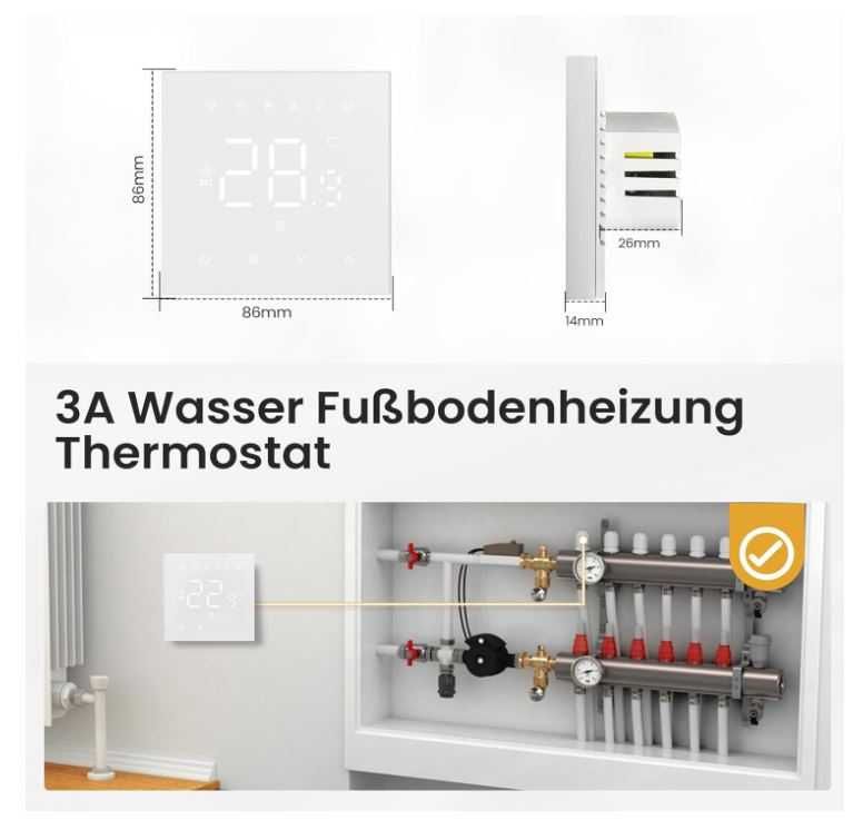 Termostat MIUCDA WT410-WH-3A-W wodne ogrzewanie, inteligentny