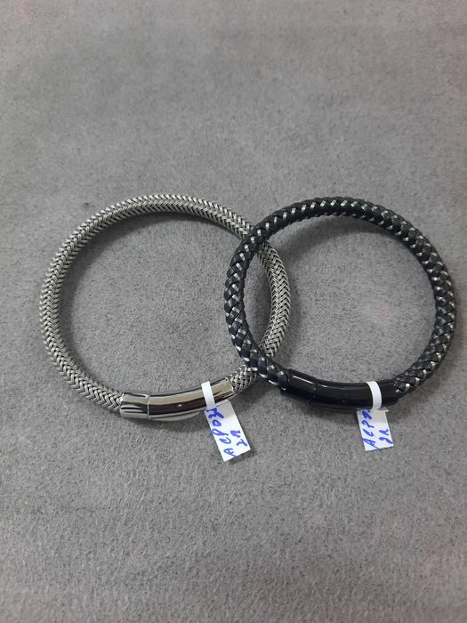 Pulseira homem aço e couro variadas