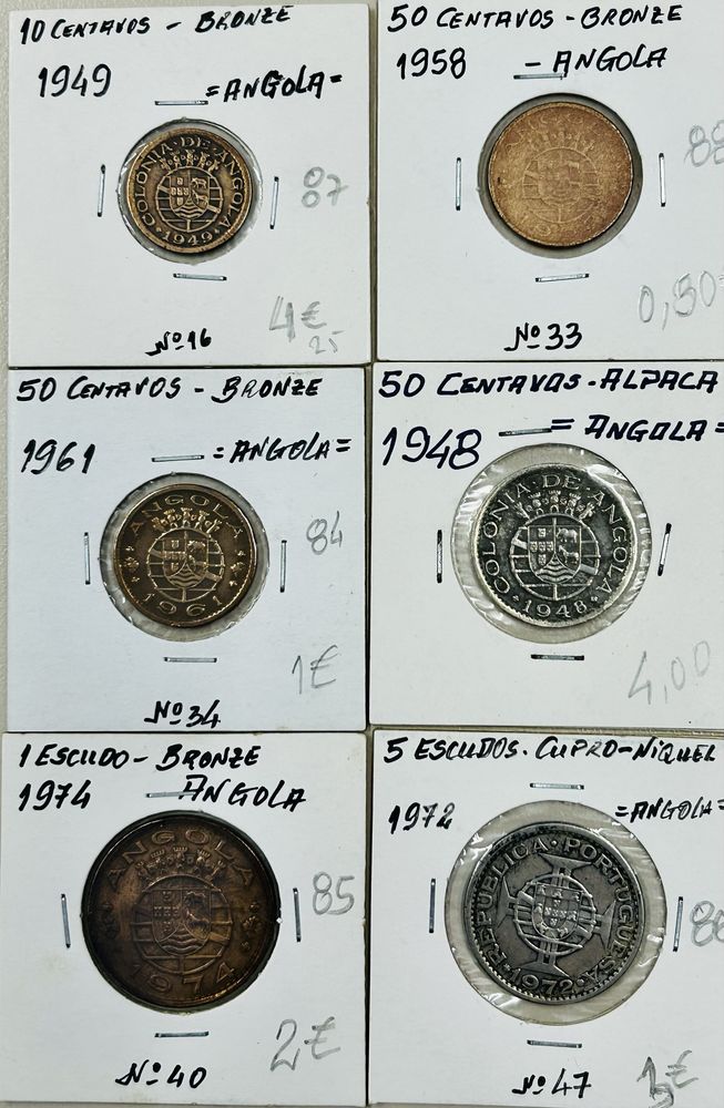 Lote 6 moedas Angola