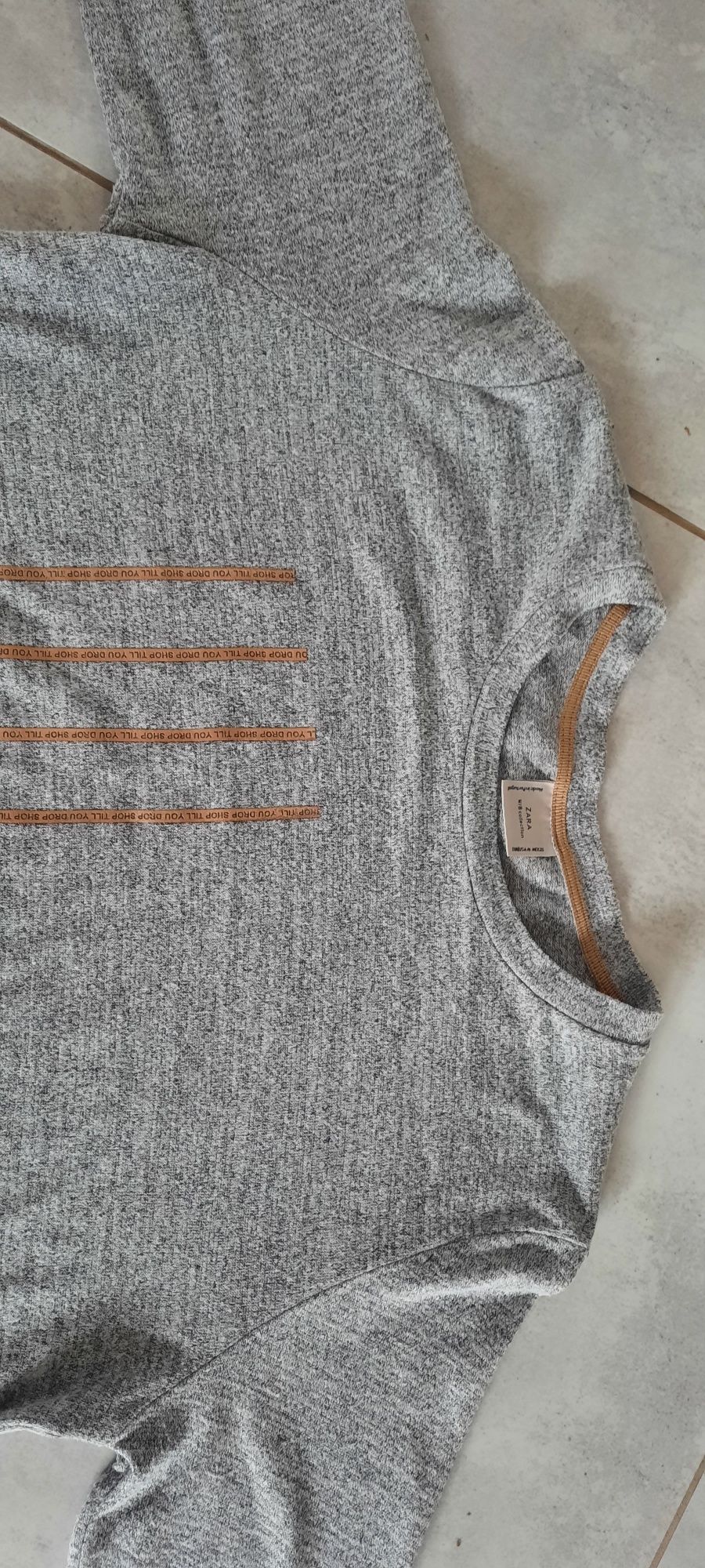 Koszulka cienki sweterek szary z dłuższym tyłem rozmiar M/38 Zara
