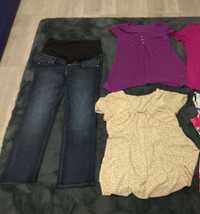 Ubrania ciążowe  jeansy i bluzki xl