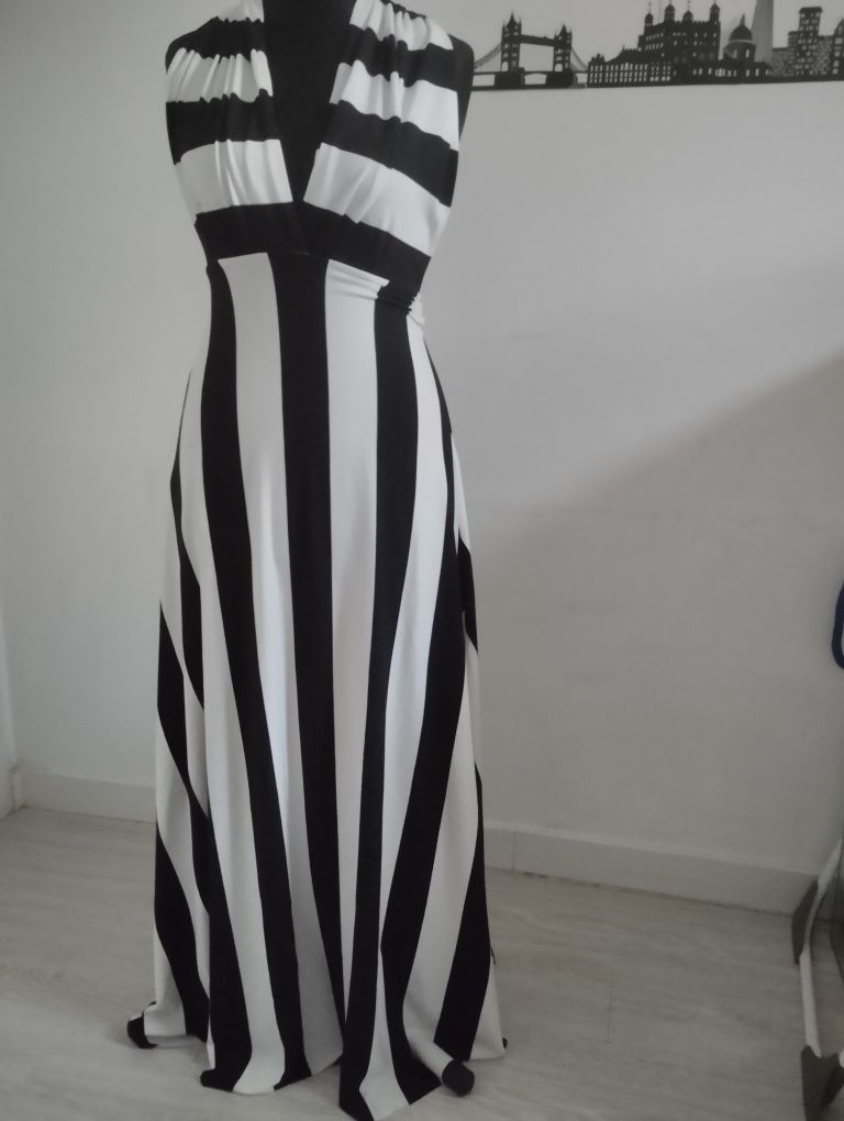Sukienka Glamour maxi paski gołe plecy 36(S)