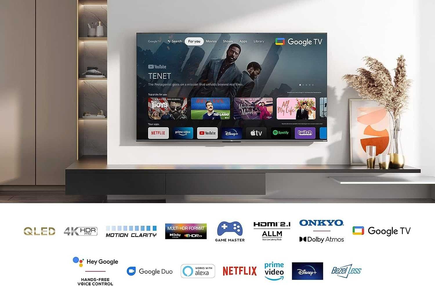 Telewizor QLED TCL 55" 55C639 4K HDR GoogleTV Onkyo HDMI 2.1 DVB-T2