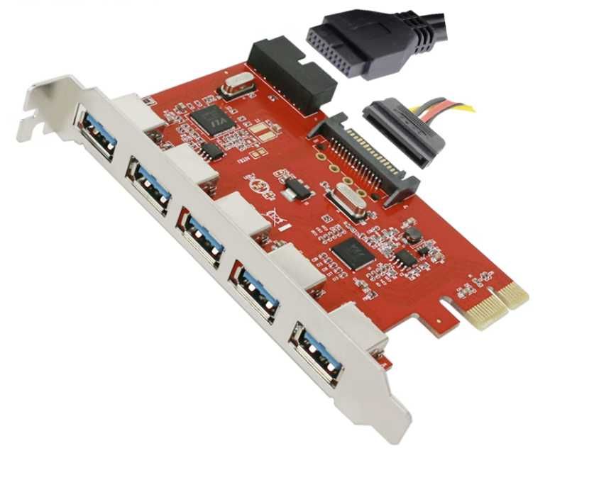GRIS PCI-E x1 USB 3.0 HUB адаптер 7 USB (5+2)