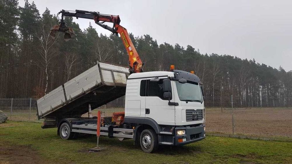 MAN TGL 12.240 Wywrotka x3 strony PALFINGER Dźwig