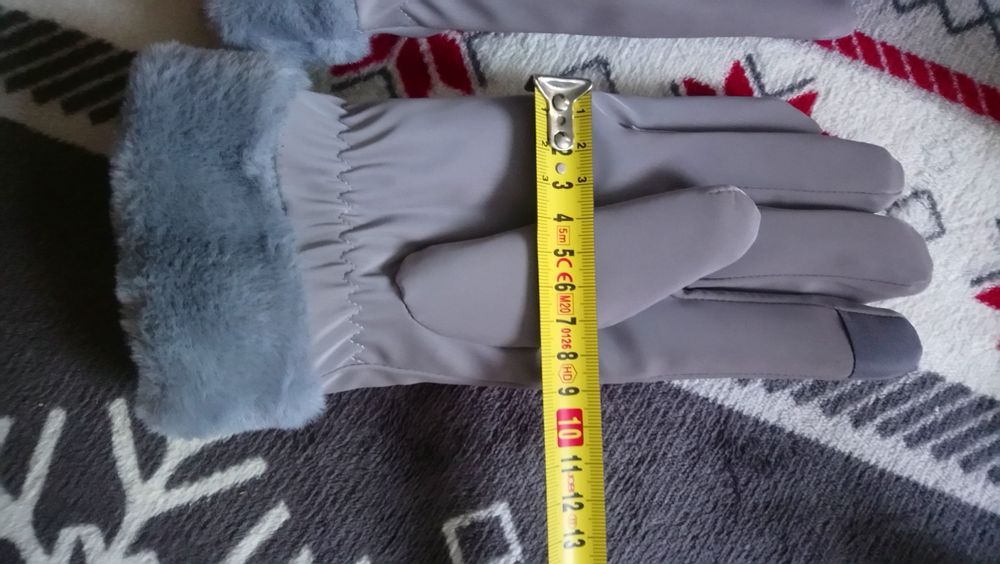 Rękawiczki damskie ocieplane z dotykiem szare eleganckie