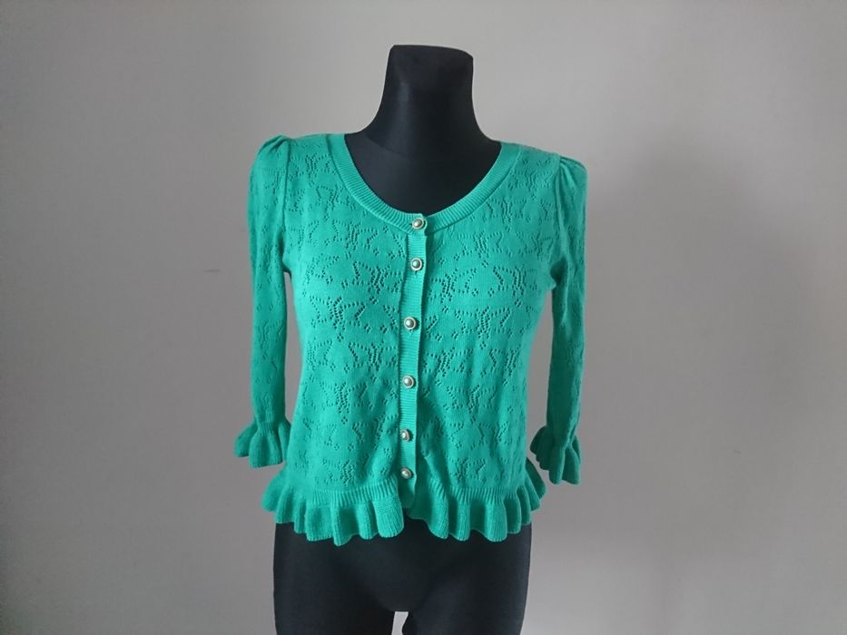 George ażurowy seledynowy cardigan 36 S kardigan sweter retro vintage