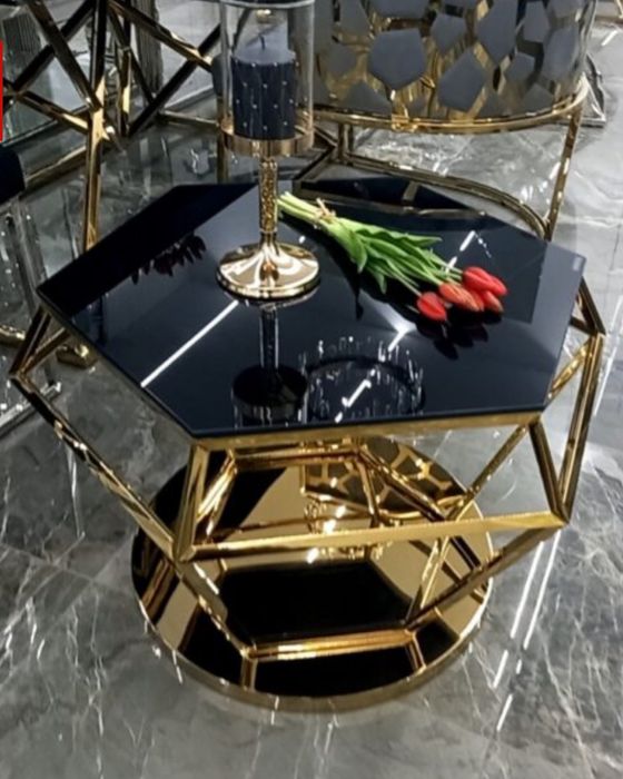 Nowoczesna konsola ze stali nierdzewnej komoda  lustro meble złota