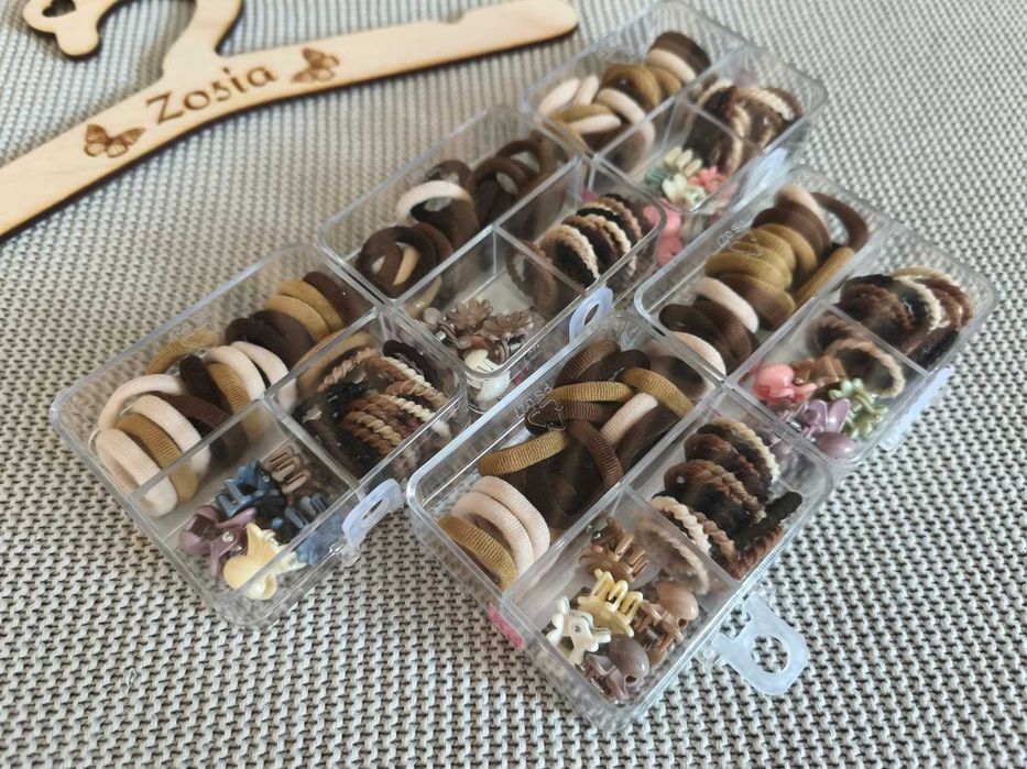 Brązowe beżowe gumki żabki do włosów akcesoria nowa opakowanie