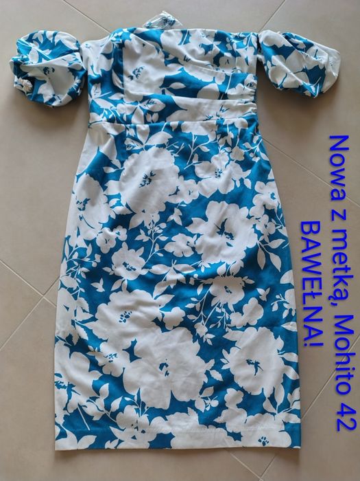 Piękna sukienka hiszpanka bufki bawełna NOWA 42