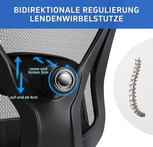 Ergonomiczne krzesło biurowe, z regulowanym zagłówkiem