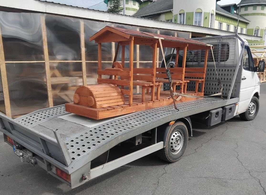 Пісочниці, лавочки, машинки, потяги для дитячих майданчиків