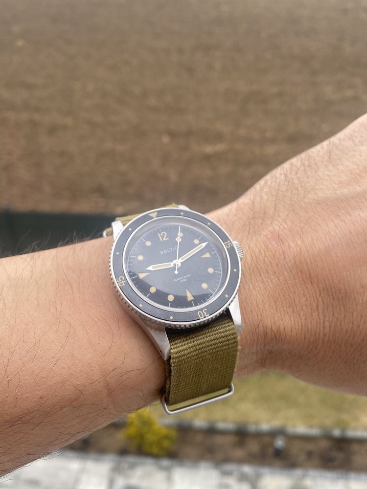 Baltic Aquascaphe cream classic, zegarek automatyczny, okazja!