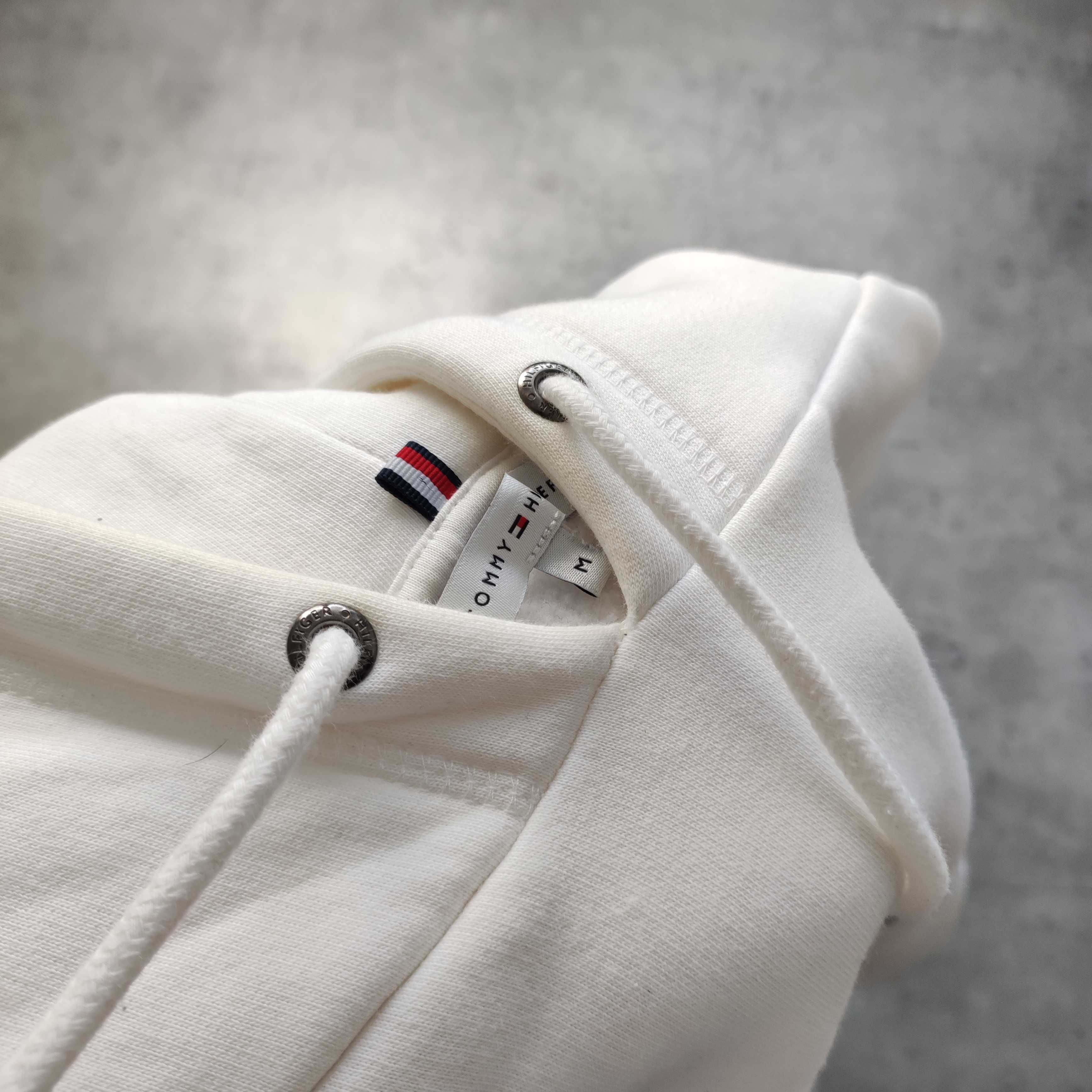 DAMSKA PREMIUM Bluza z Kapturem Biała Haft Logo Tommy Hilfiger Casual