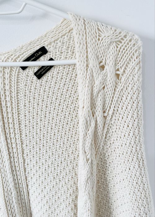 Massimo Dutti kamizelka narzutka kremowa z bawełny i kaszmiru